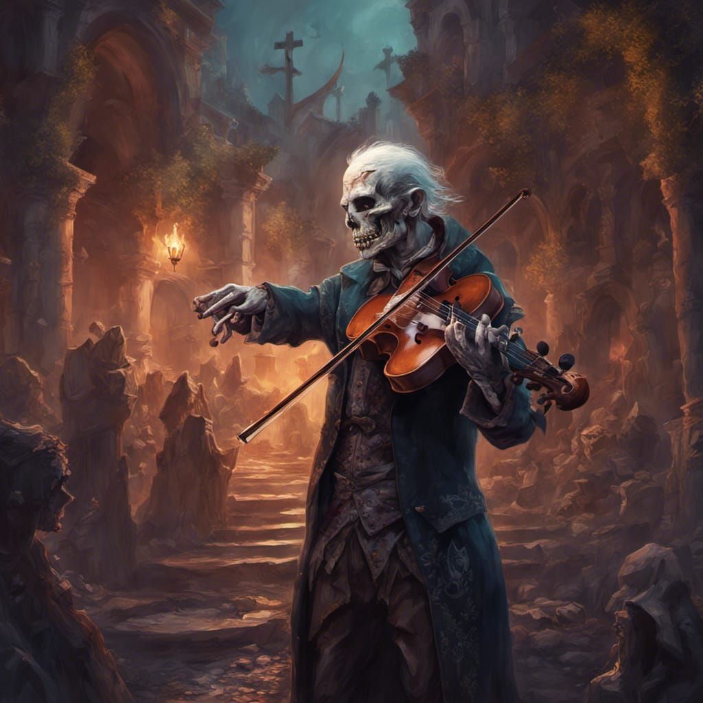 Undead Bard's Faustian Bargain: Detailed Fantasy Art