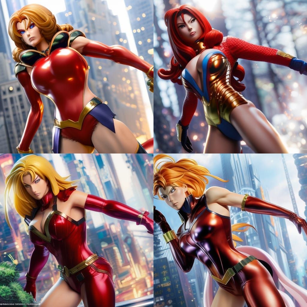 Detailed Portrait of a Female Bodybuilder in Comic Art Style