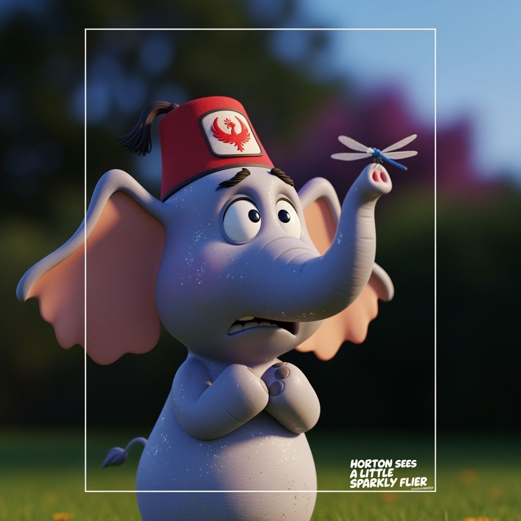 Horton Sees a Sparkly Flier: 3D Digital Art