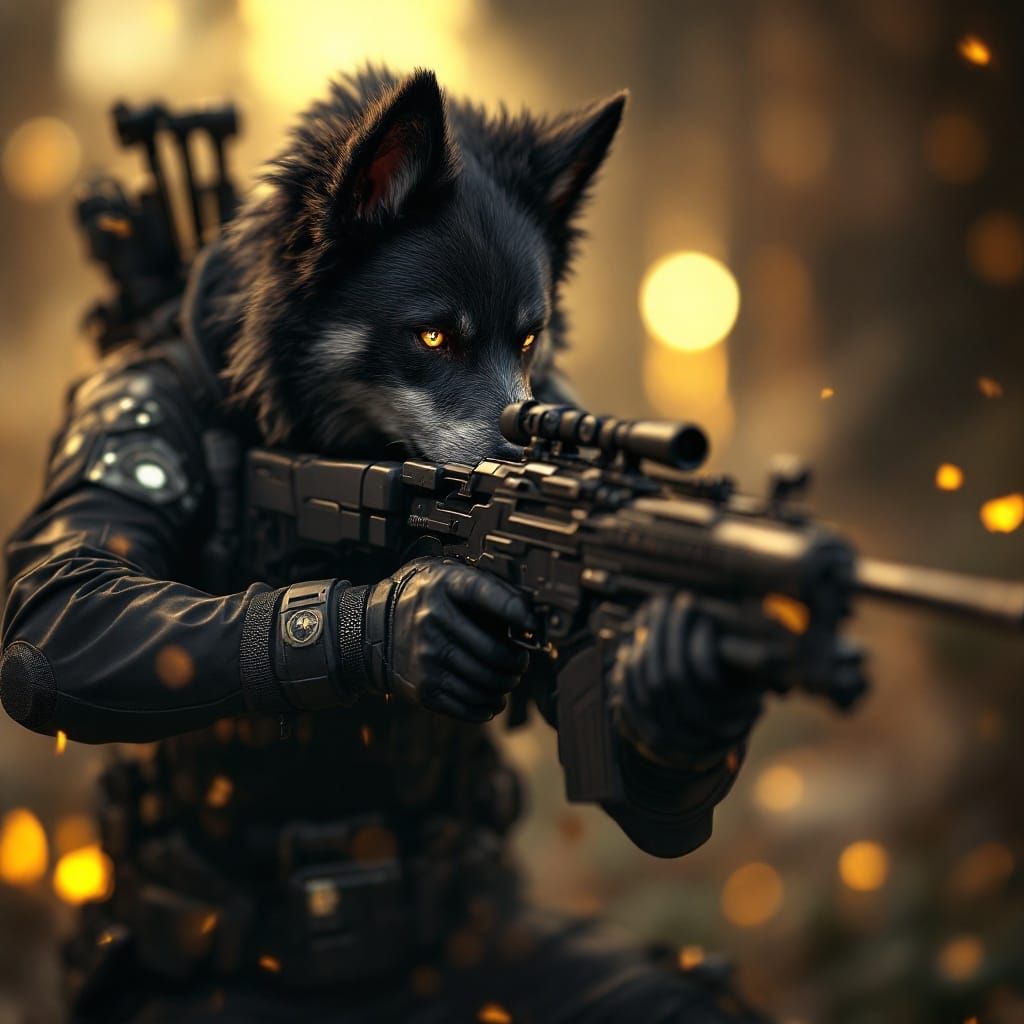 Hunter anthro border collie , black suit , bow snip