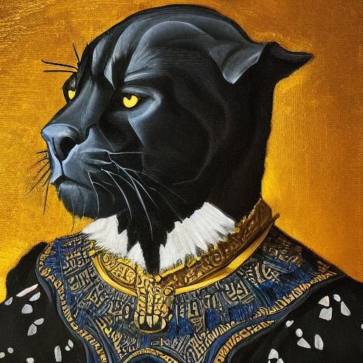 Baroque Black Panther Portrait in Chiaroscuro