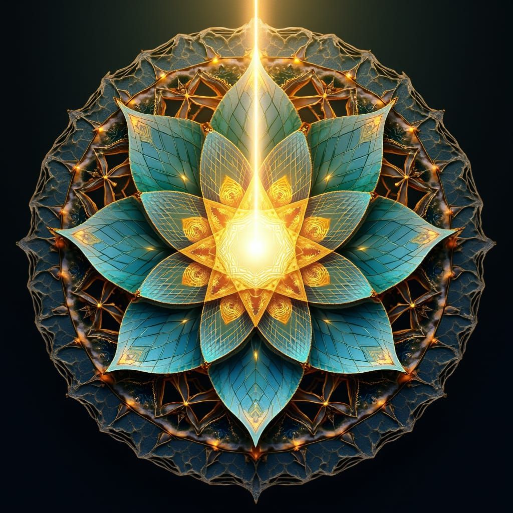 Sacred Geometry Mandala in Visionary Spiritual Art Style