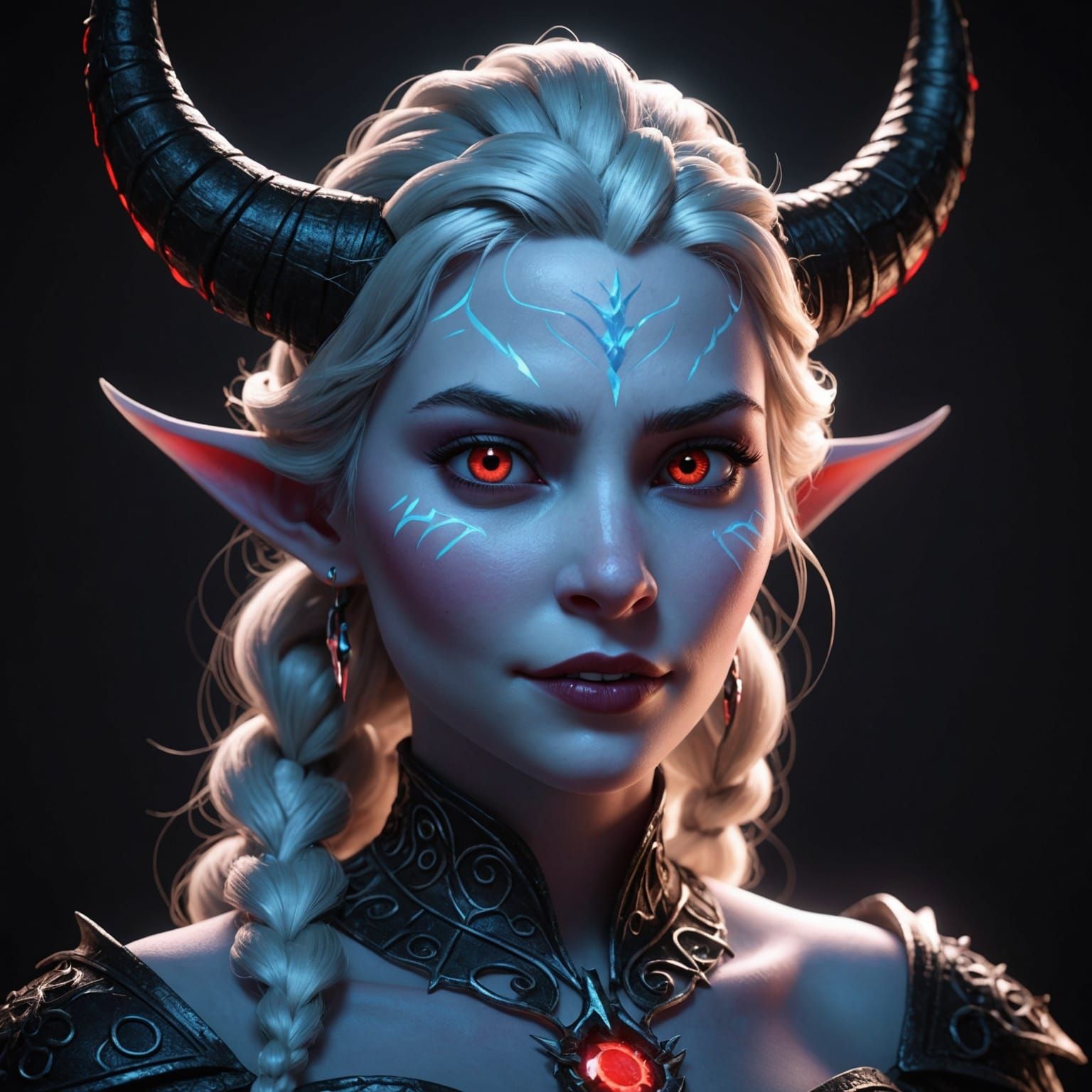 Demonic Elsa 3D Render: Frozen's Snow Queen Transformed