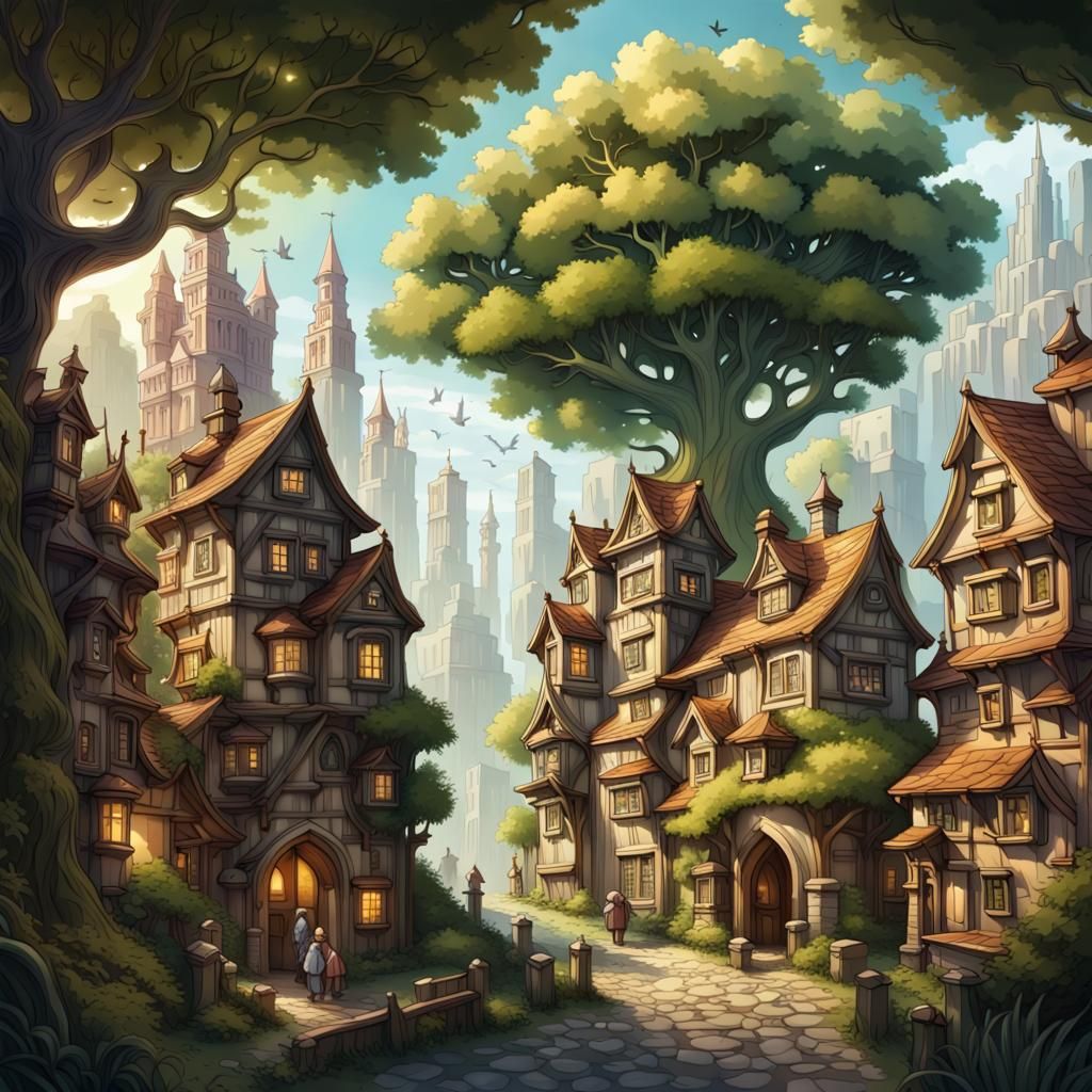 Enchanting Fantasy City Thrives Within Book Pages