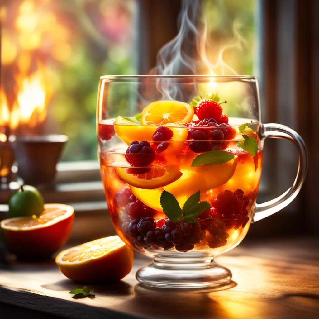 Hot Fruit Infusion in Impressionist Style