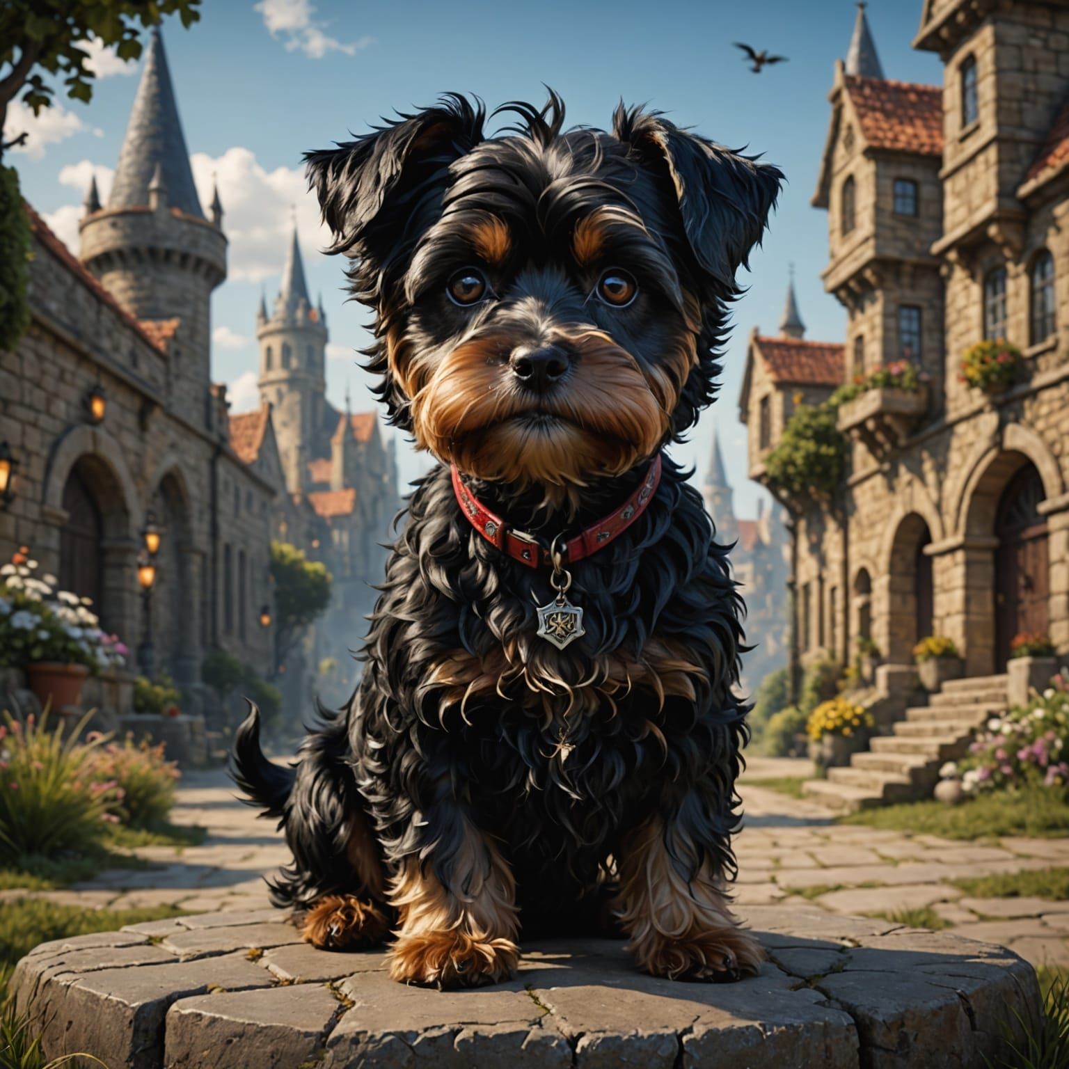 Black Maltese Terrier 2 year old little boy terrier his name is tuffy or tuf if you know him. detailed matte painting, d...