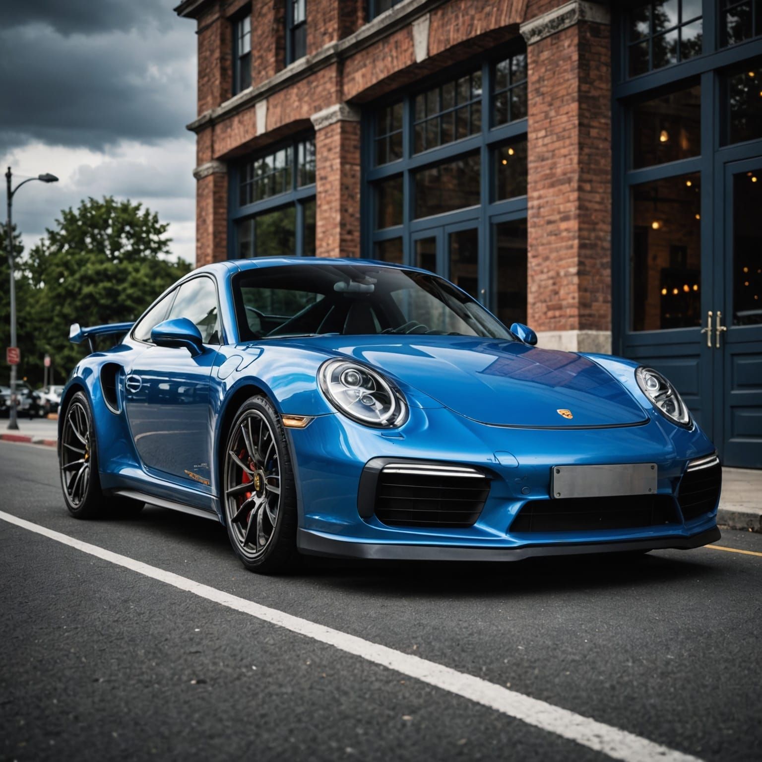 Sleek Hyperrealistic Car in Deep Blue Metallic