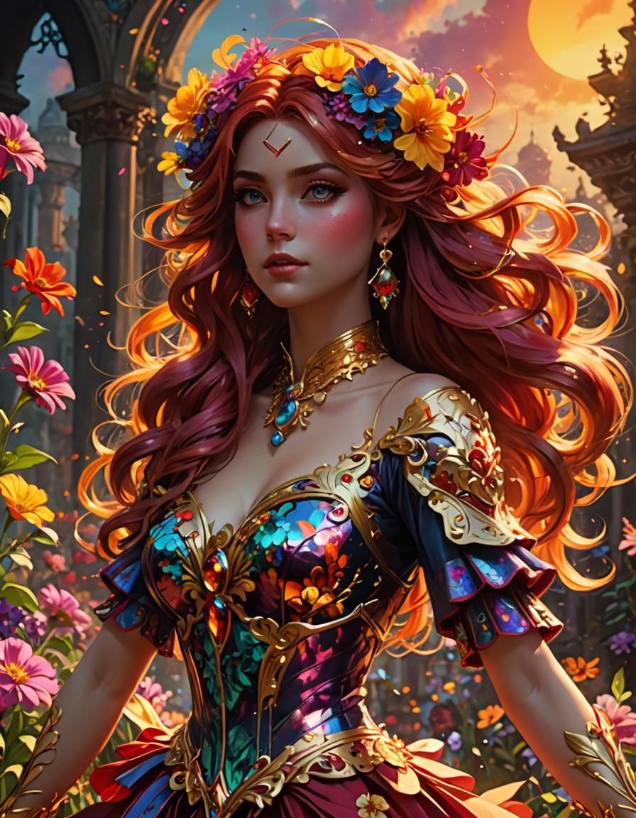 Psychedelic Holographic Sunset Shimmer Flower Power Dance