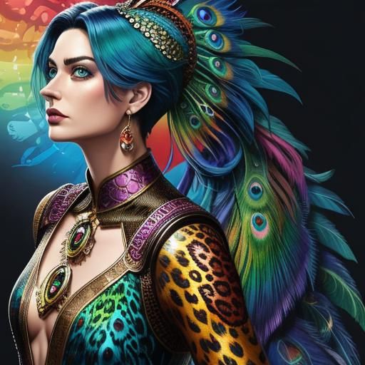 Woman with Dragon Scales in Comic Book Style