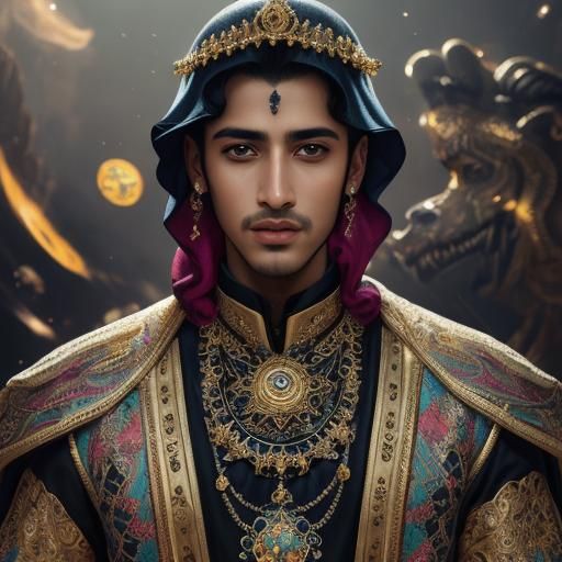 Arabian Prince Portrait in a Futuristic Castle