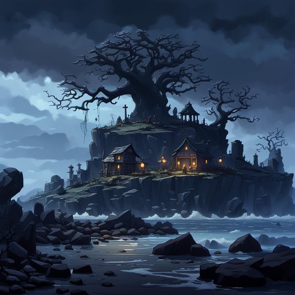 Eerie Bone Island in Pixar-Style 3D Rendering