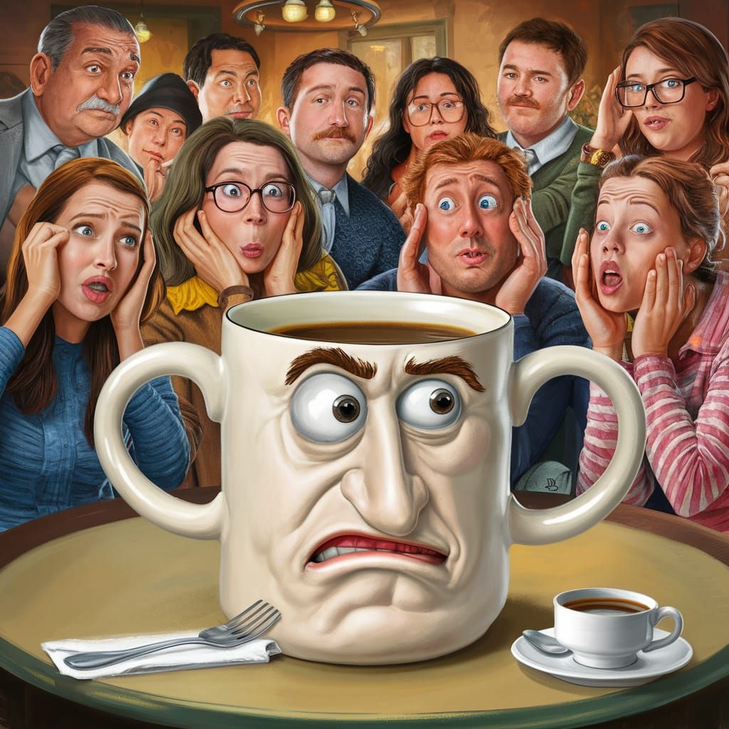Humorous Mug with Two Handles Confuses Customers