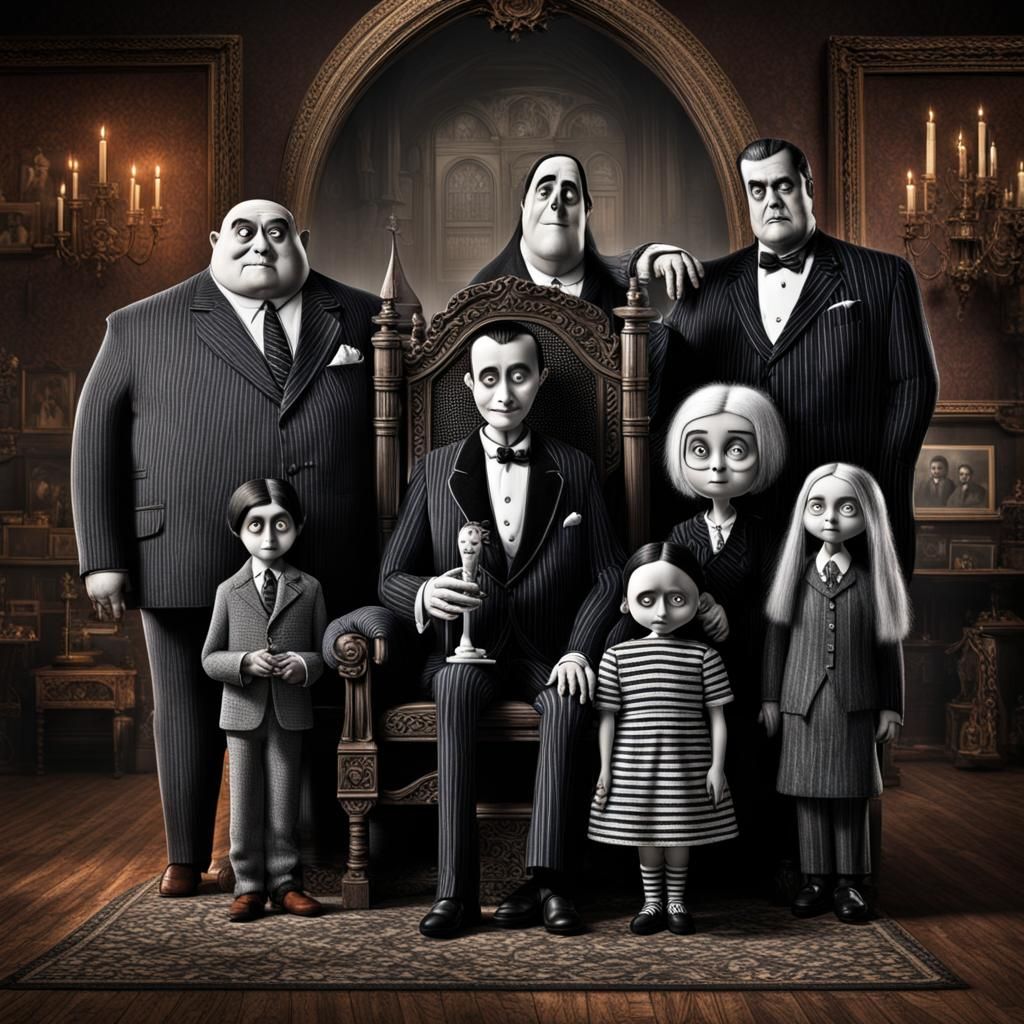 Hyperdetailed Portrait of the Addams Family