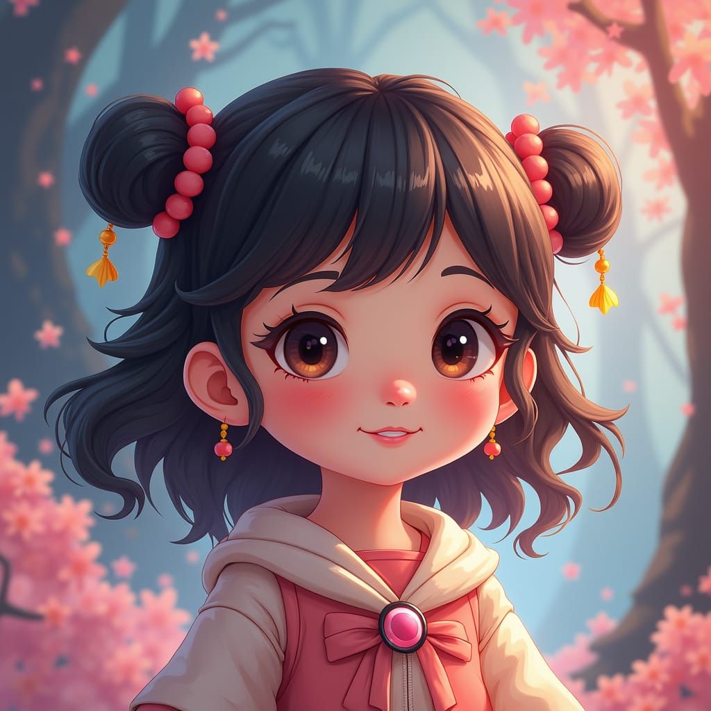 Anime Baby Girl Portrait in Dreamy Fantasy Style