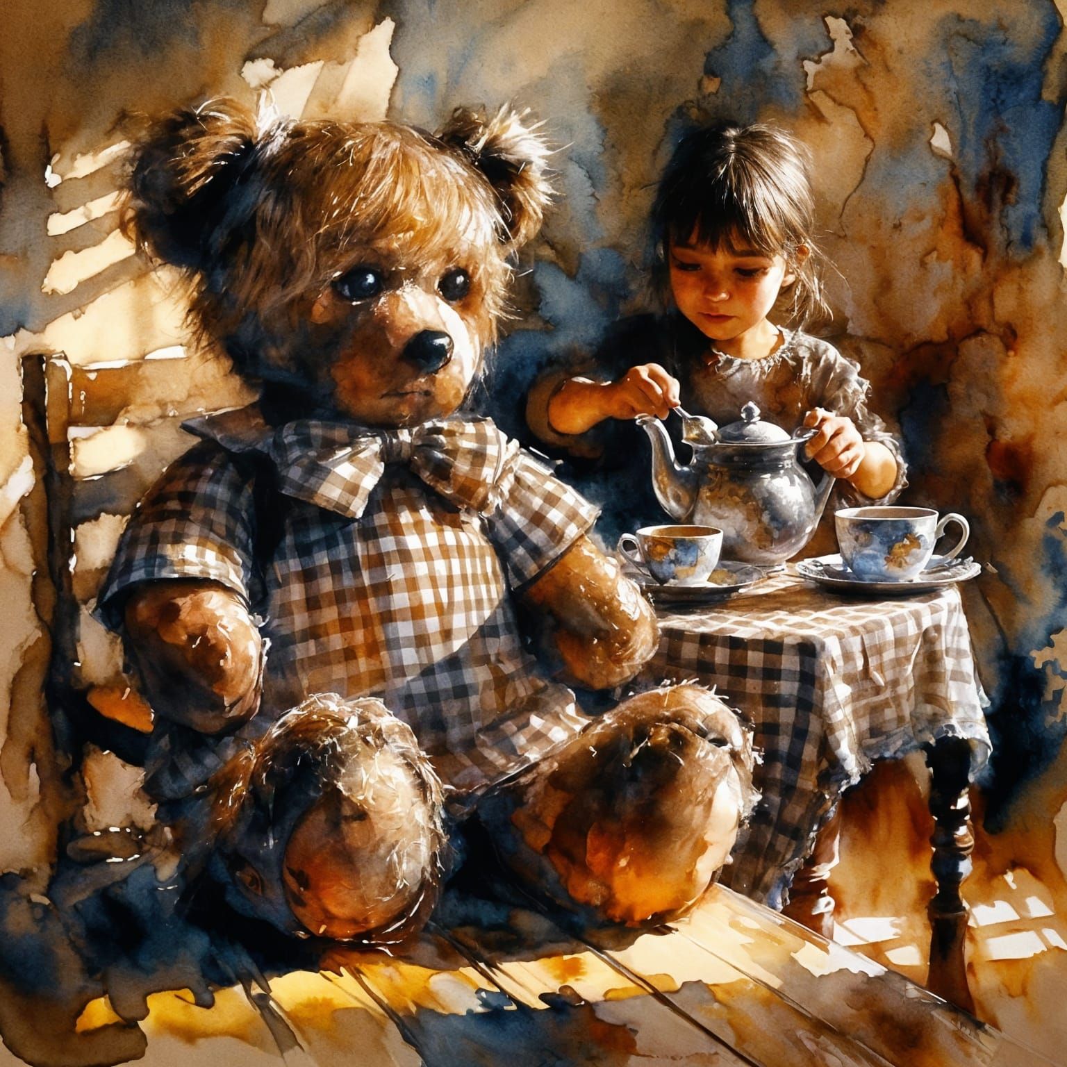 Tea with Teddy - gingham print