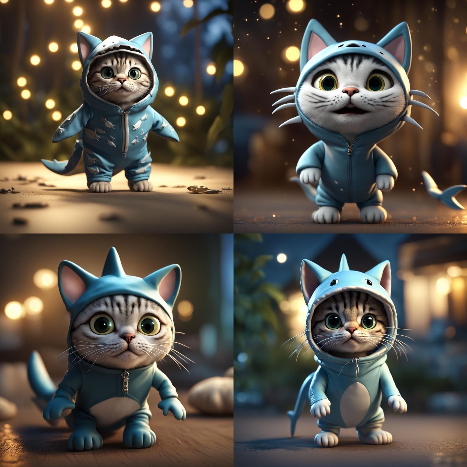 cute cat wearing a shark costume, gorgeous eyes