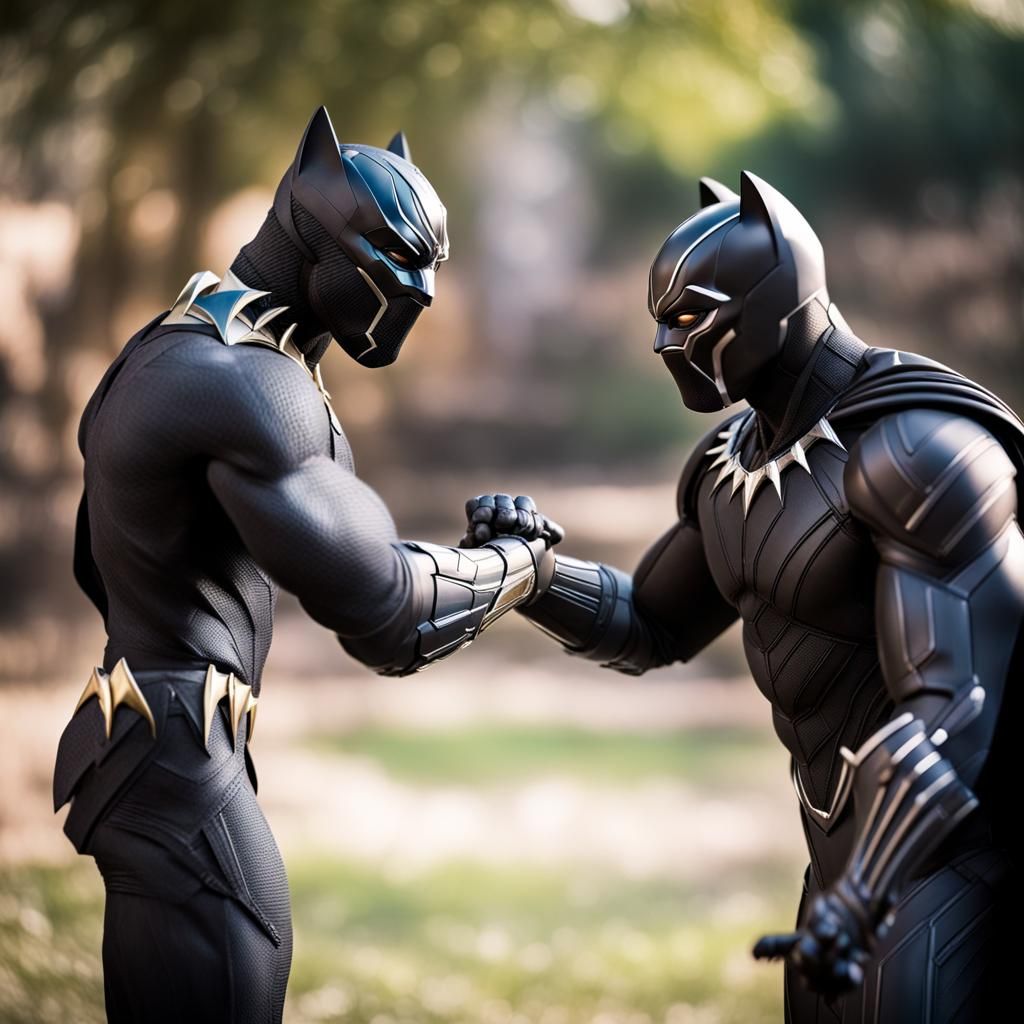 Batman and Black Panther Shake Hands