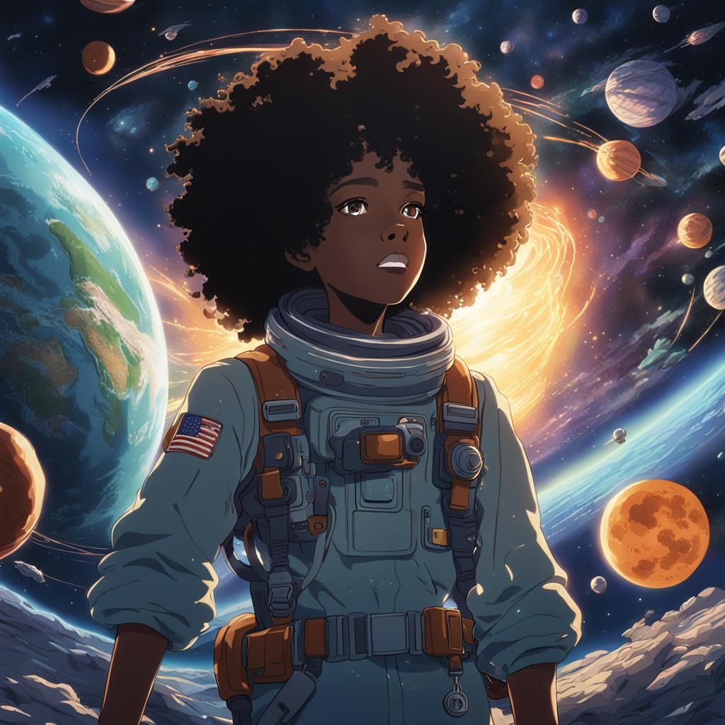 Black Girl in Space: Studio Ghibli Anime Portrait