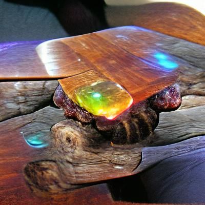Rainbow Gemstone on Wood