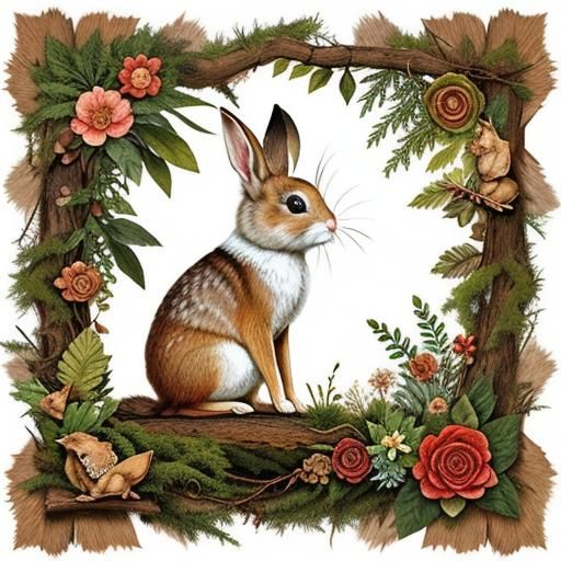 Vintage Woodland Rabbit Napkin for Decoupage