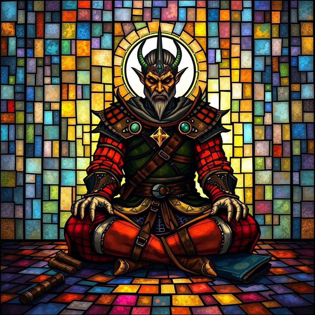 Ethereal Stained Glass Portrait of the Dragonborn in Serene ...