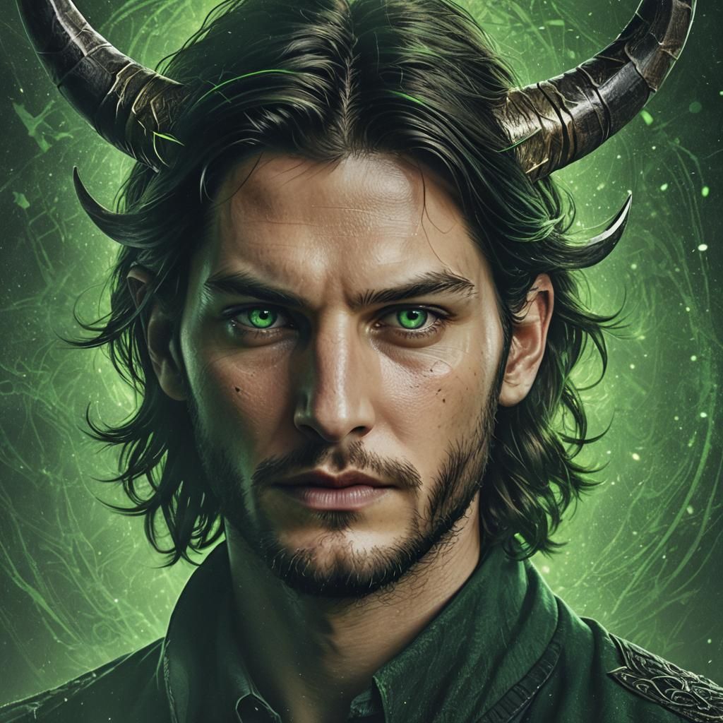 Horned Man Portrait in Hyperrealistic Digital Art