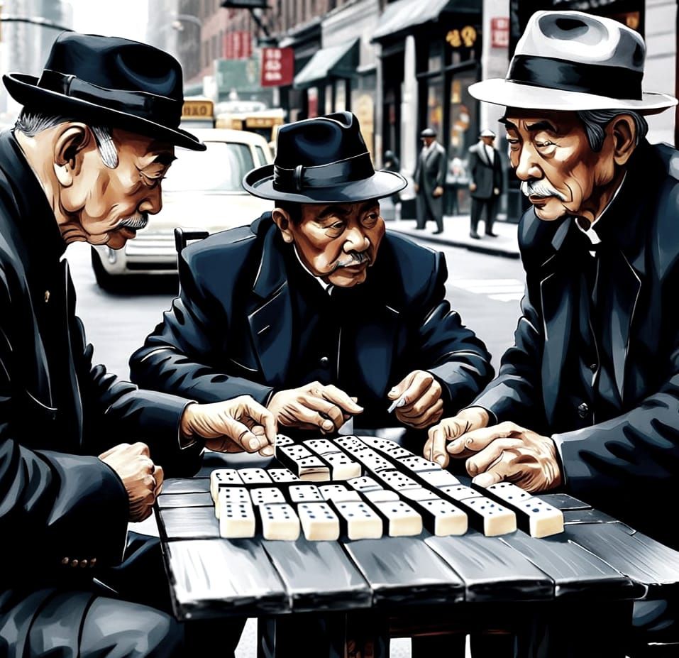 Chiaroscuro Domino Game in NYC: Impasto Watercolor