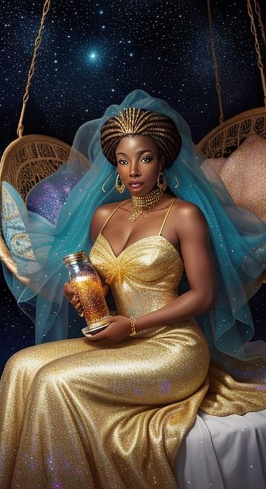 Celestial Swing: A Surreal Starry Dreamscape