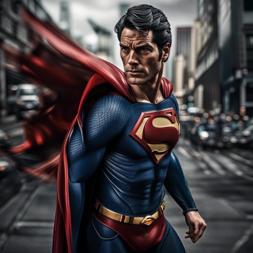 Hyperrealistic Superman as Fallen Angel