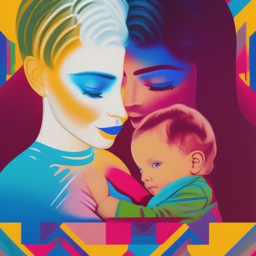 Mother and Child: Pop Art Bedtime Scene