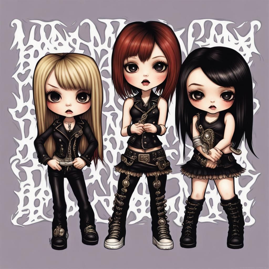Chibi Female Metal Band in Mark Ryden Style