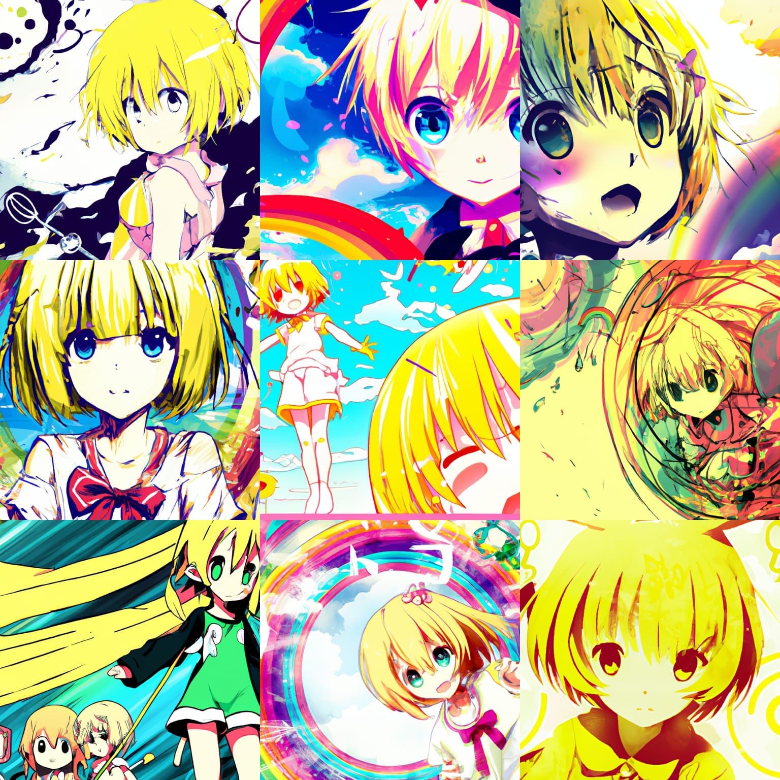 Kagamine Rin attractive Anime waifu shintaro kago Katajikenai Manga Psychedelic Manga Non Non Biyori Anime Girl concept ...