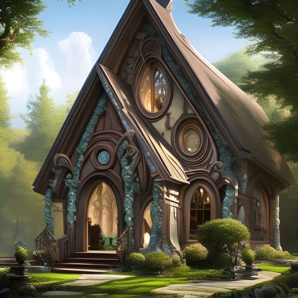 Surreal Forest Chapel in Hyperrealistic Style
