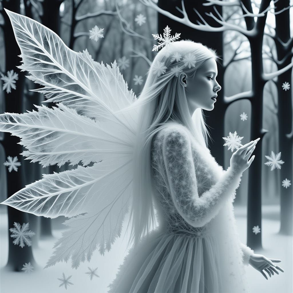 Snow Fairy in Frosty Winter Wonderland