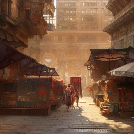 Roman Market Grand Entrance: Hyperdetailed Concept Art