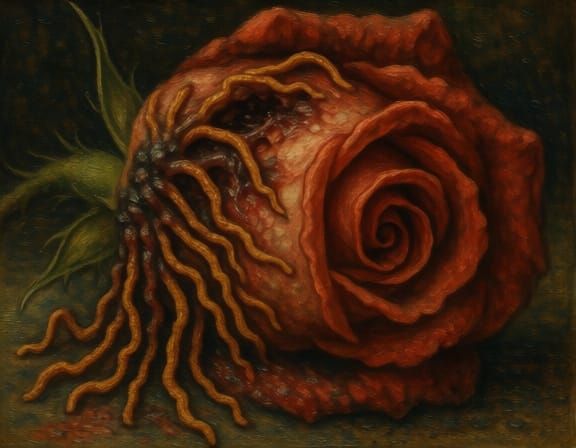 Cordyceps Infected Rose in Léon Spilliaert Style