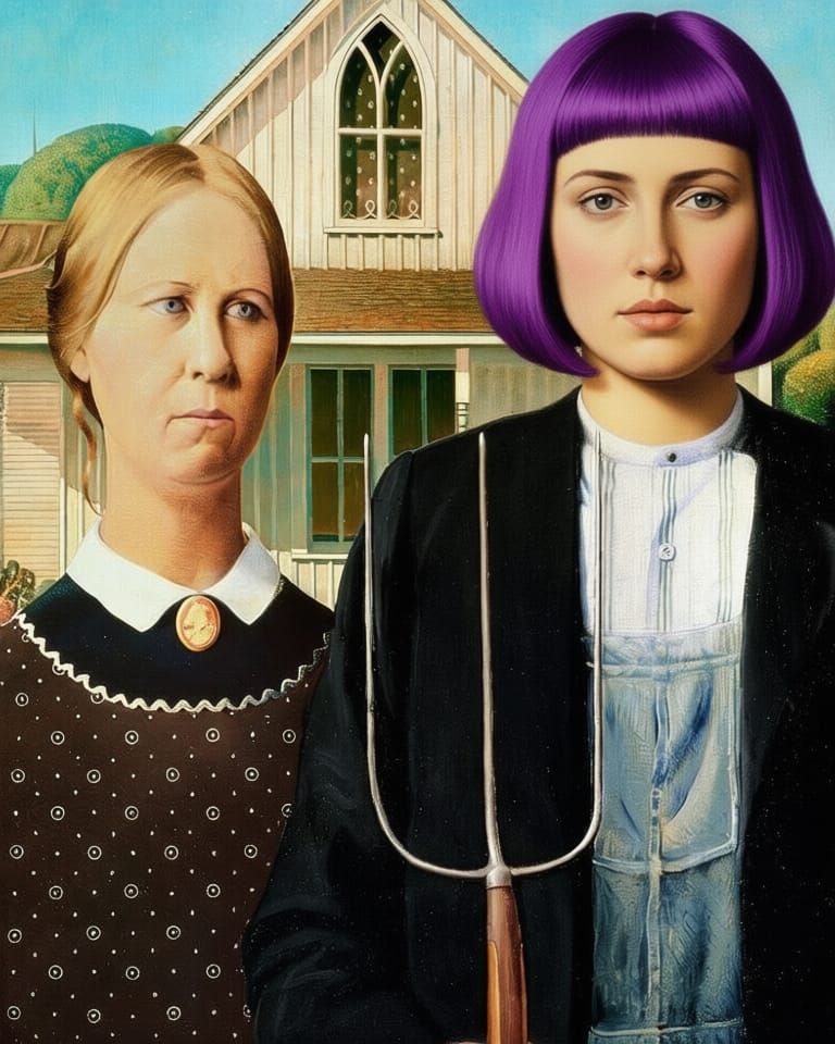 Woman with Purple Bob Hairstyle