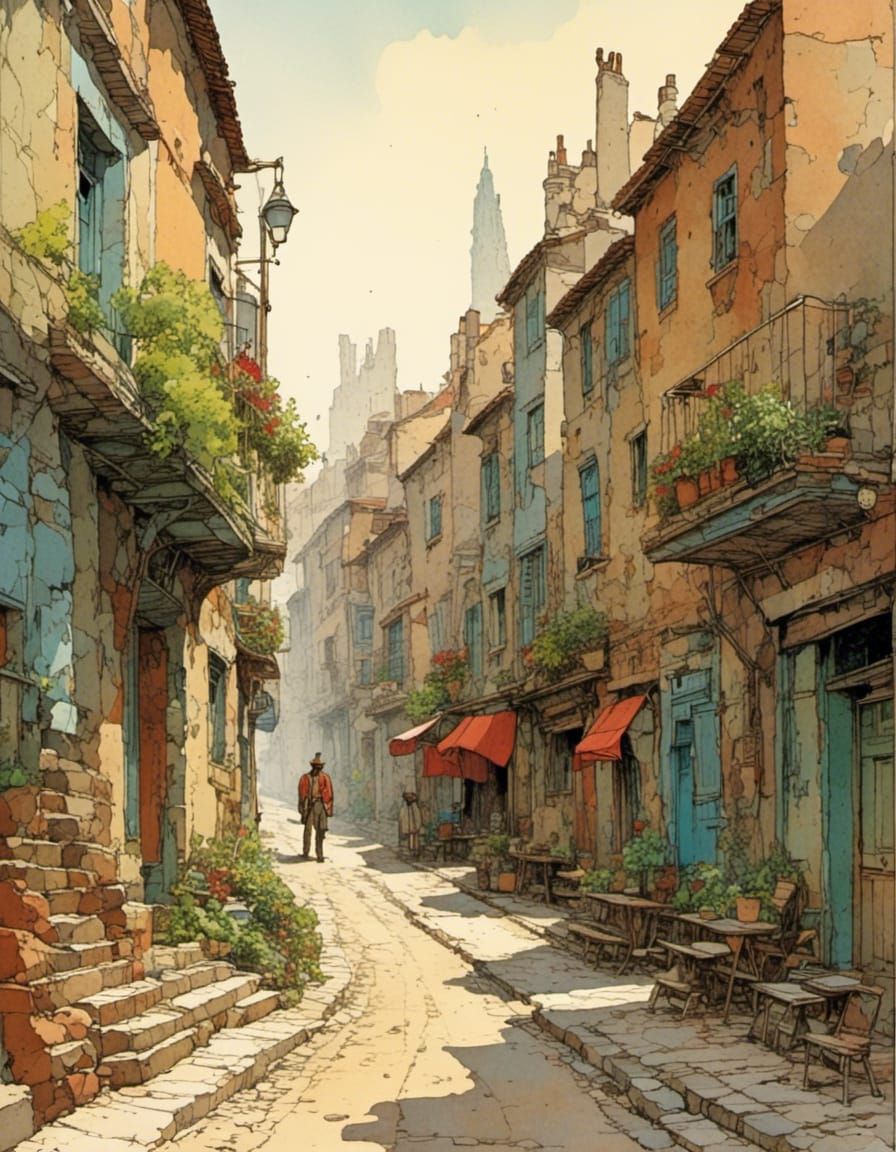 Quiet 19th Century European Street Scene