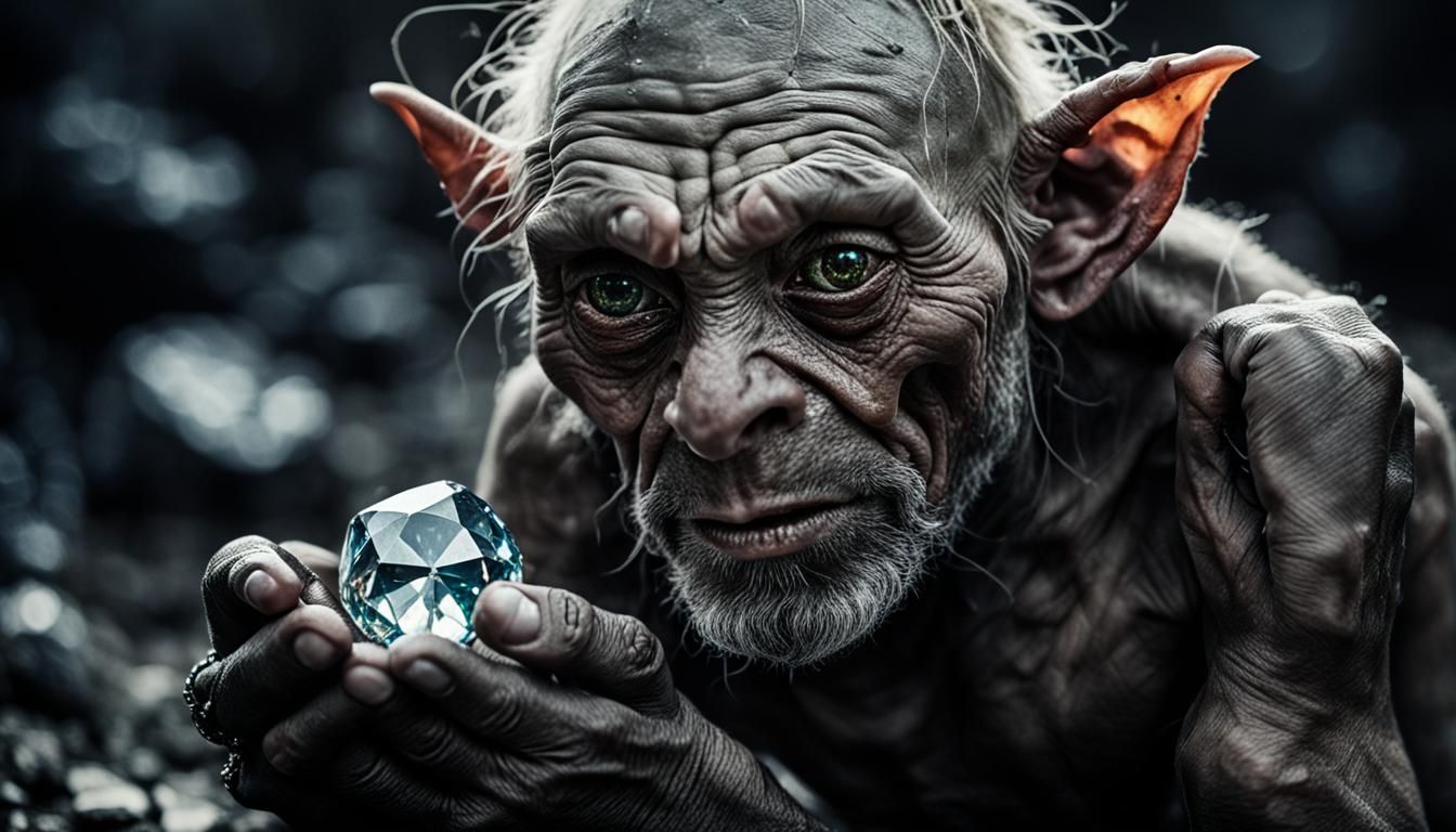 Goblin Discovering Glittering Gem in Mine