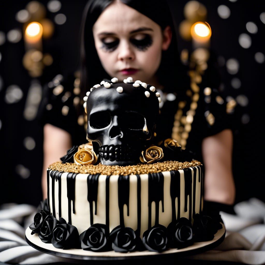 Wednesday Addams Pops Out of Gothic Surprise Cake