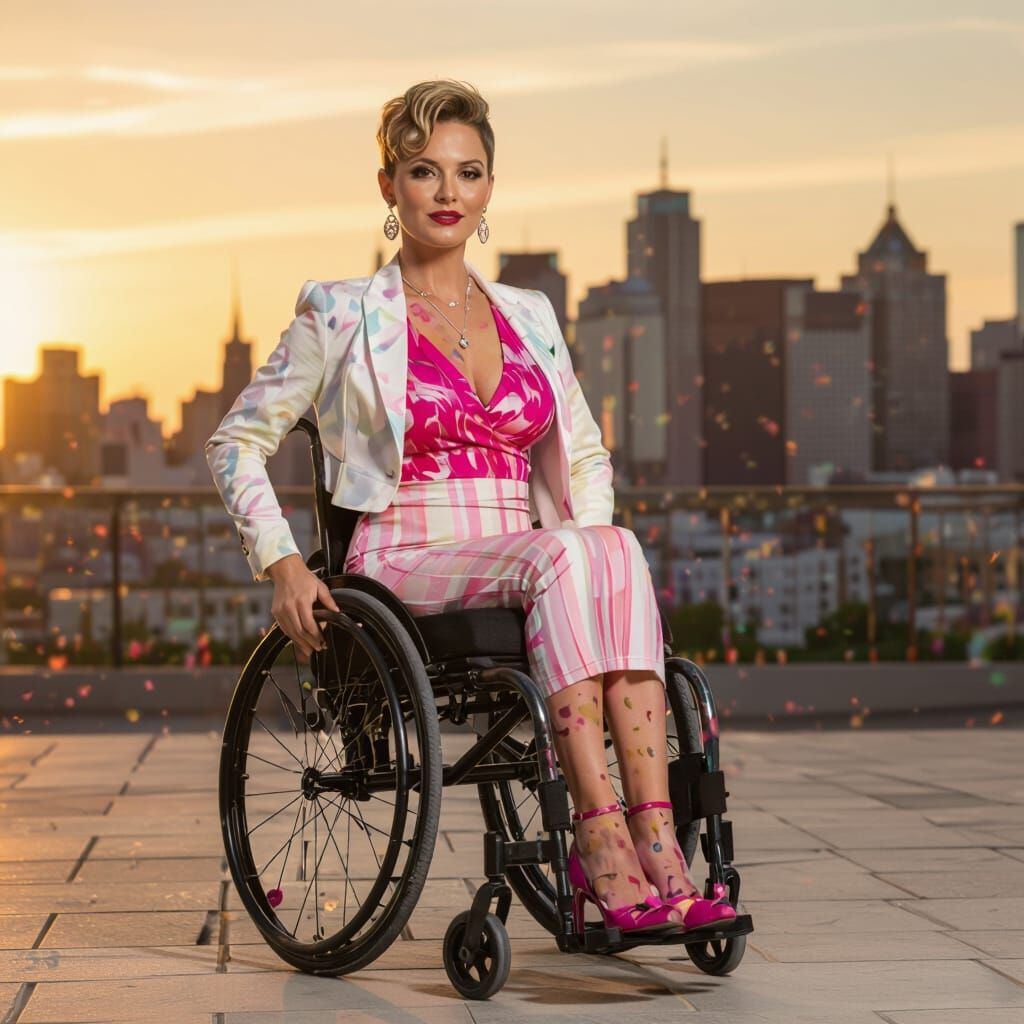 Abstract Expressionist Portrait of a Woman in a Wheelchair