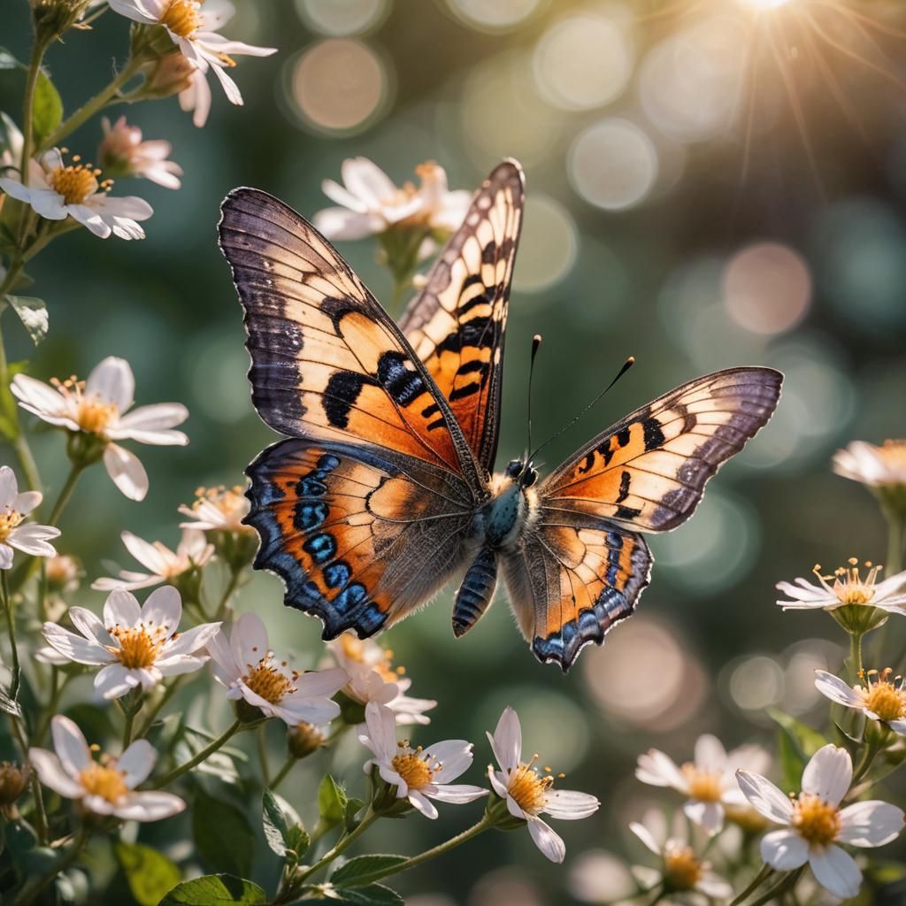 Macro Butterfly Unfolding Wings in Sunlight