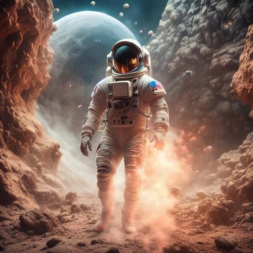 Astronauts on Moon with Sniper Rifles, Digital Painting