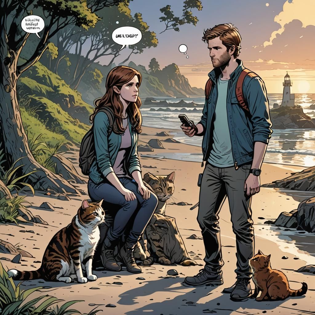 Anna Kendrick Chatting with Cat: Comic Book Art