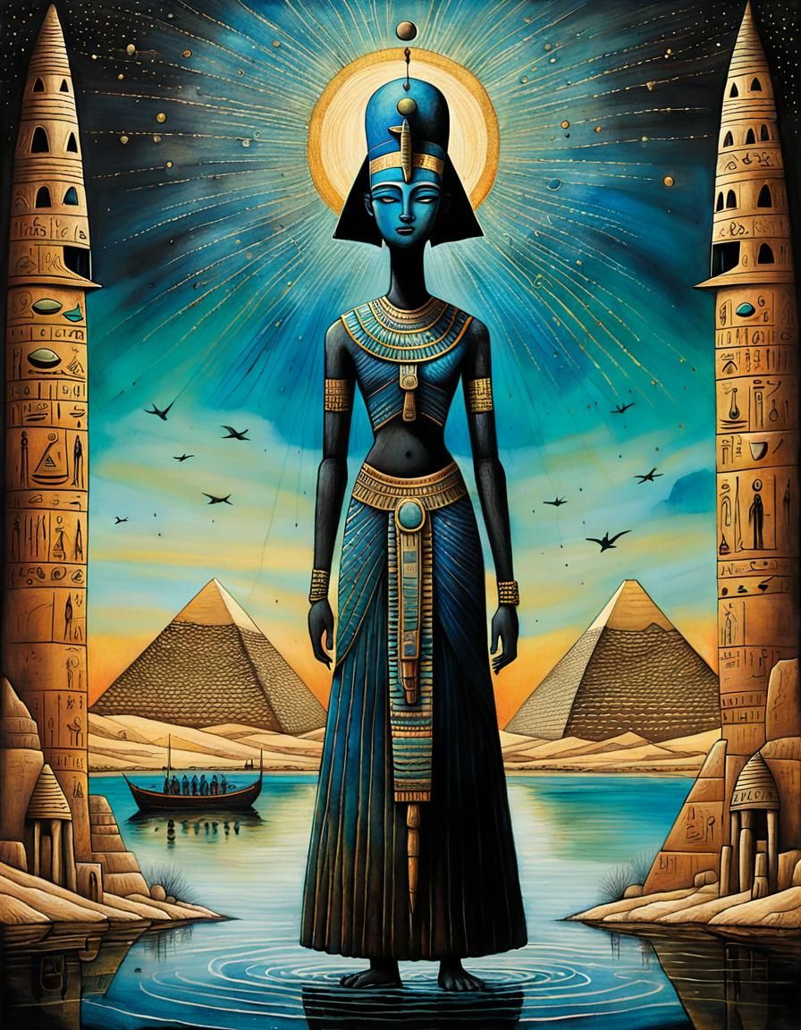 Isis Reviving Osiris: Magical Anime Illustration
