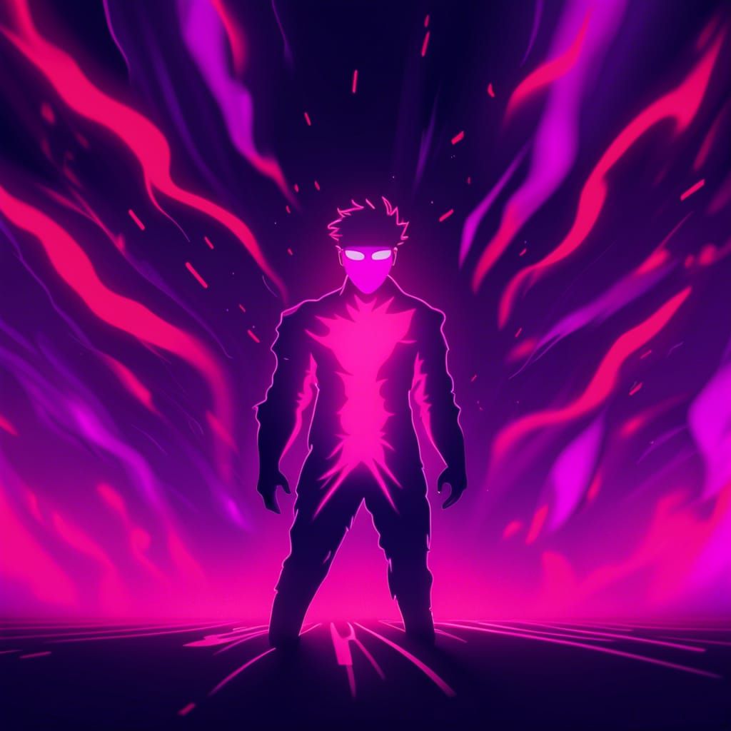 Shadow Figure with Red Aura in Mob Psycho Style