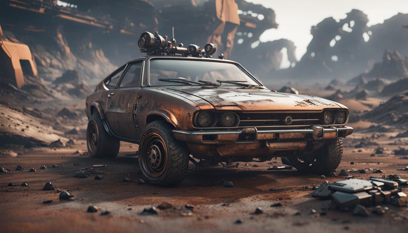 Wasteland Opel Manta with Sci-Fi Mech Details
