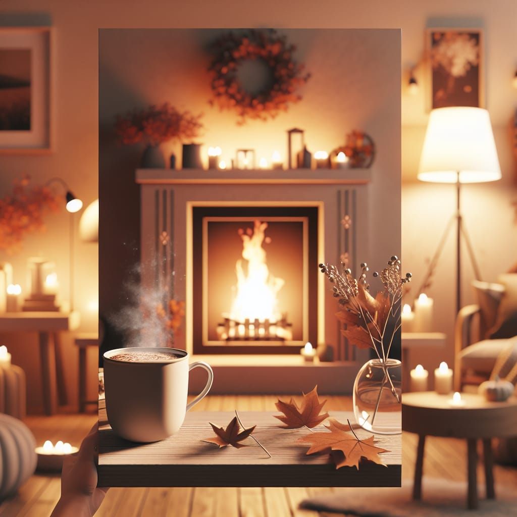 Cozy Autumn Night in Minimalist Interior