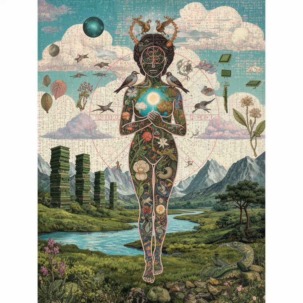 Woman With Birds Reflecting Inner World