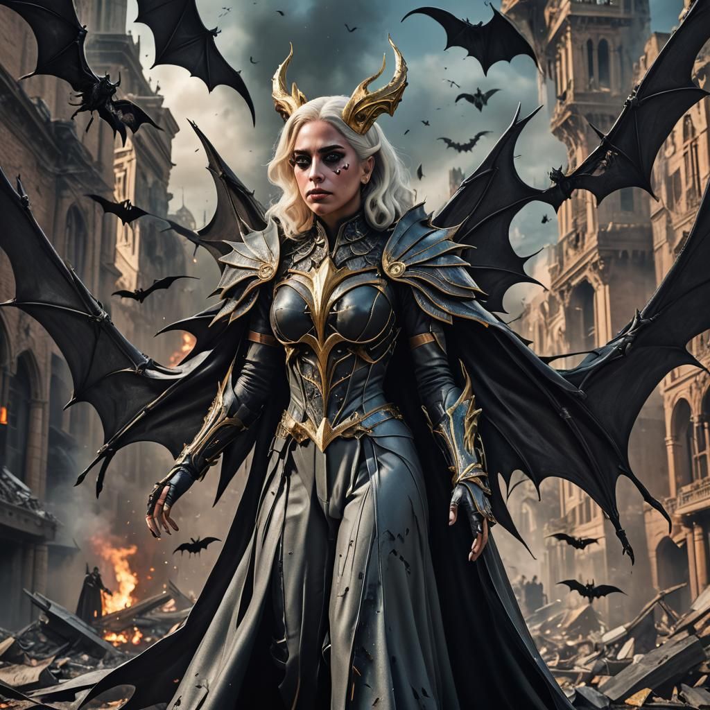Lady Gaga as Villain with Bat Wings